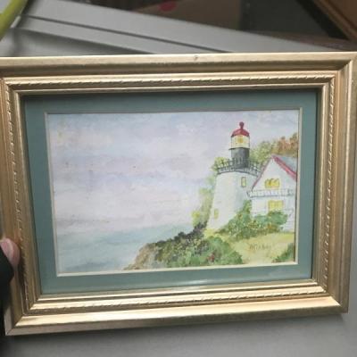 400x400 Framed Watercolor Miniatures Lighthouse By Mickey