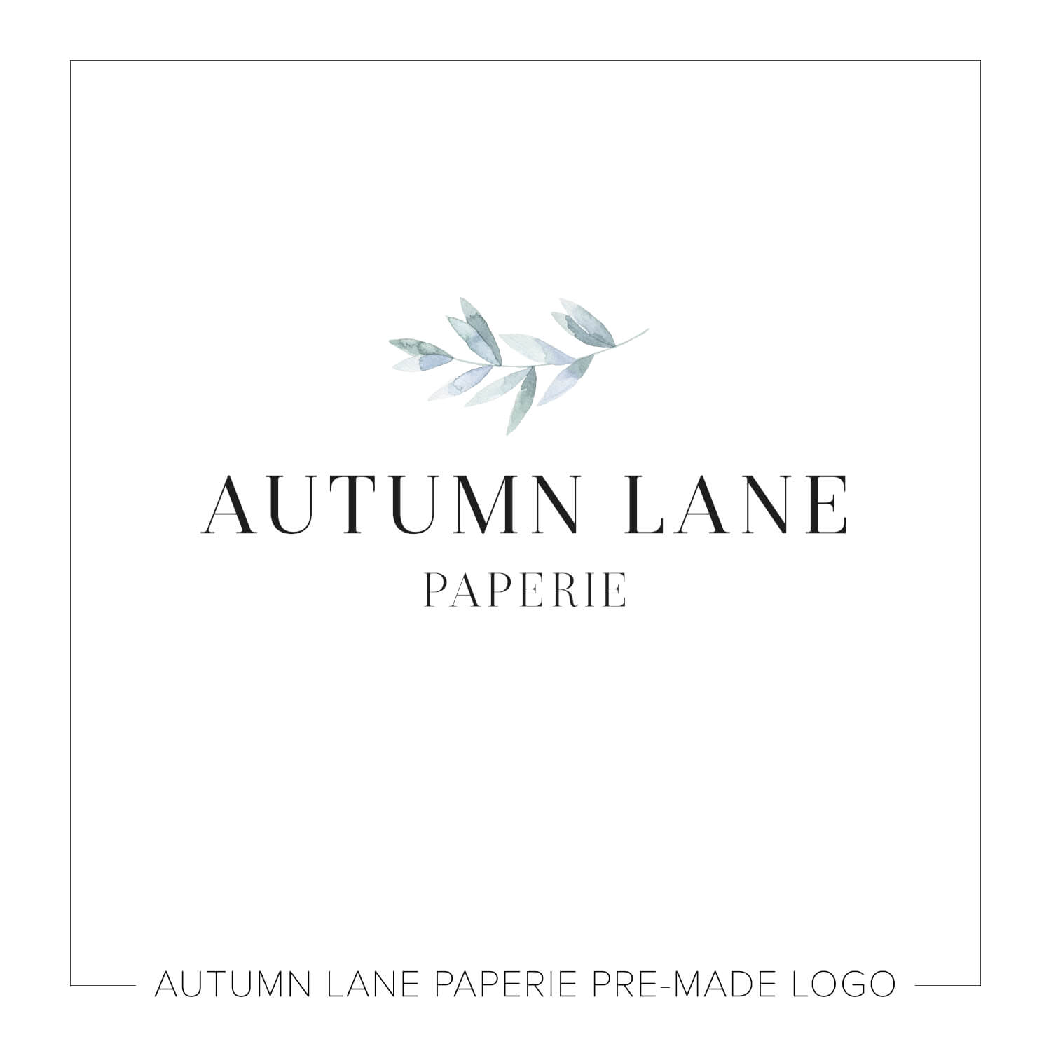 1500x1500 Minimalist Watercolor Leaf Branch Logo J71 Autumn Lane Paperie