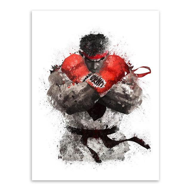 640x640 Modern Watercolor Minimalist Street Fighter Ryu Canvas A4 Art