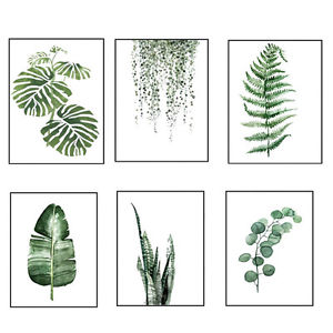 300x300 Watercolor Plant Leaves Poster Minimalist Art Canvas Painting Wall