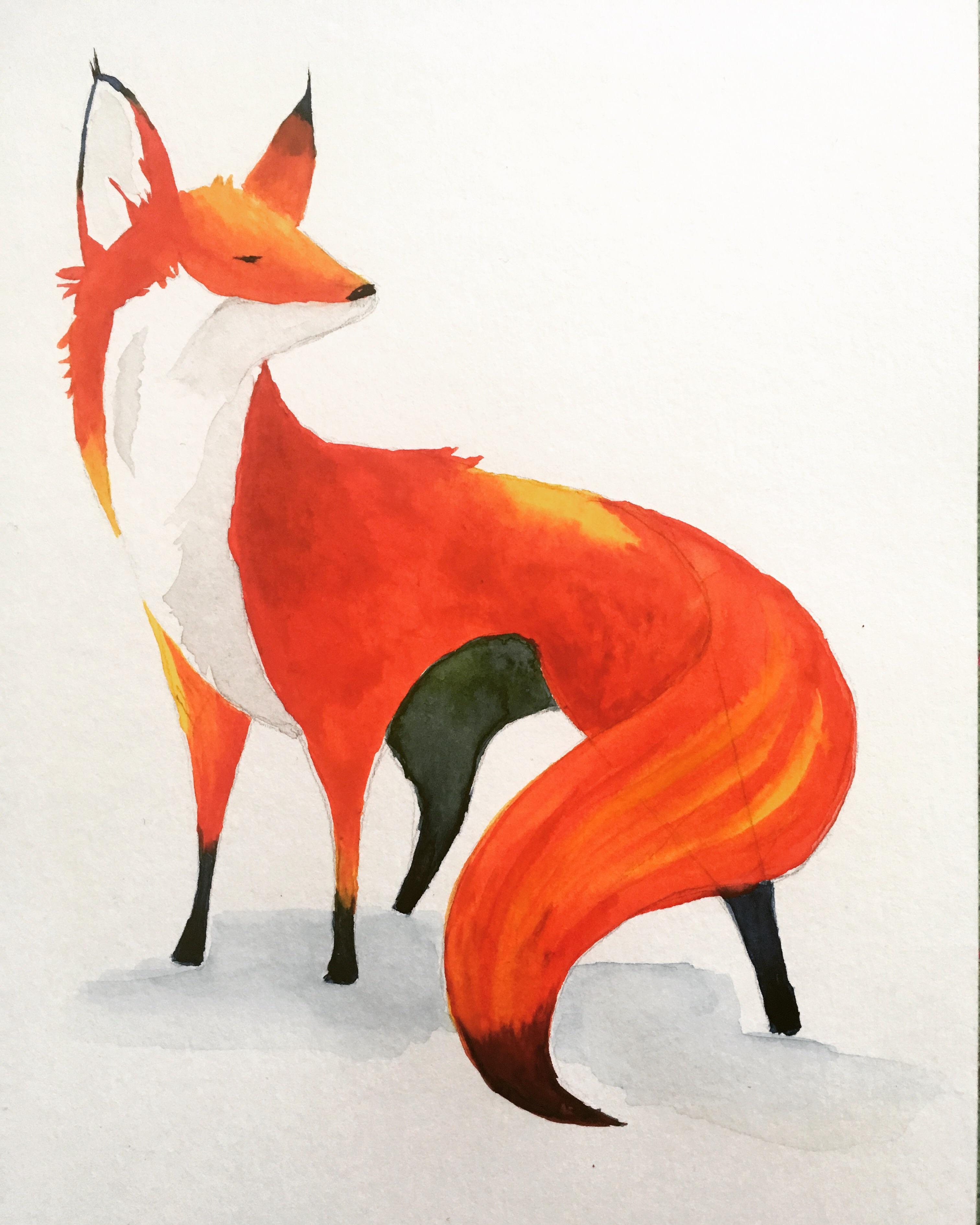 3024x3780 Fox I Painted Following Online Workshop Watercolor