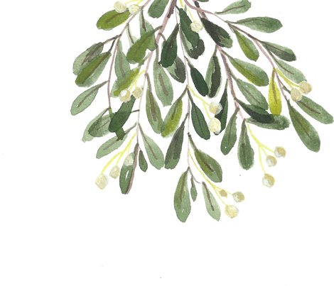 470x403 Watercolor Mistletoe Giftwrap