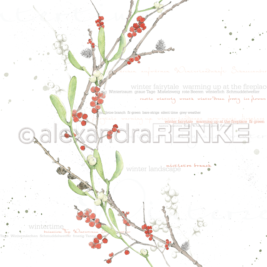 865x865 Designpaper Watercolor Mistletoe Green Red International