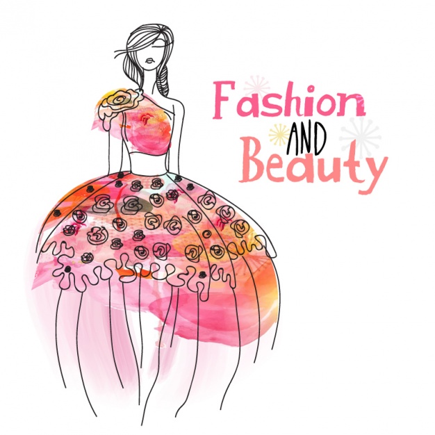 626x626 Sketch Of Model With Watercolor Dress Vector Premium Download
