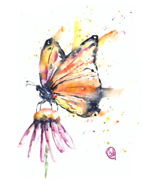 480x600 Monarch Butterfly Colorful Watercolor Painting Whitehouse Art