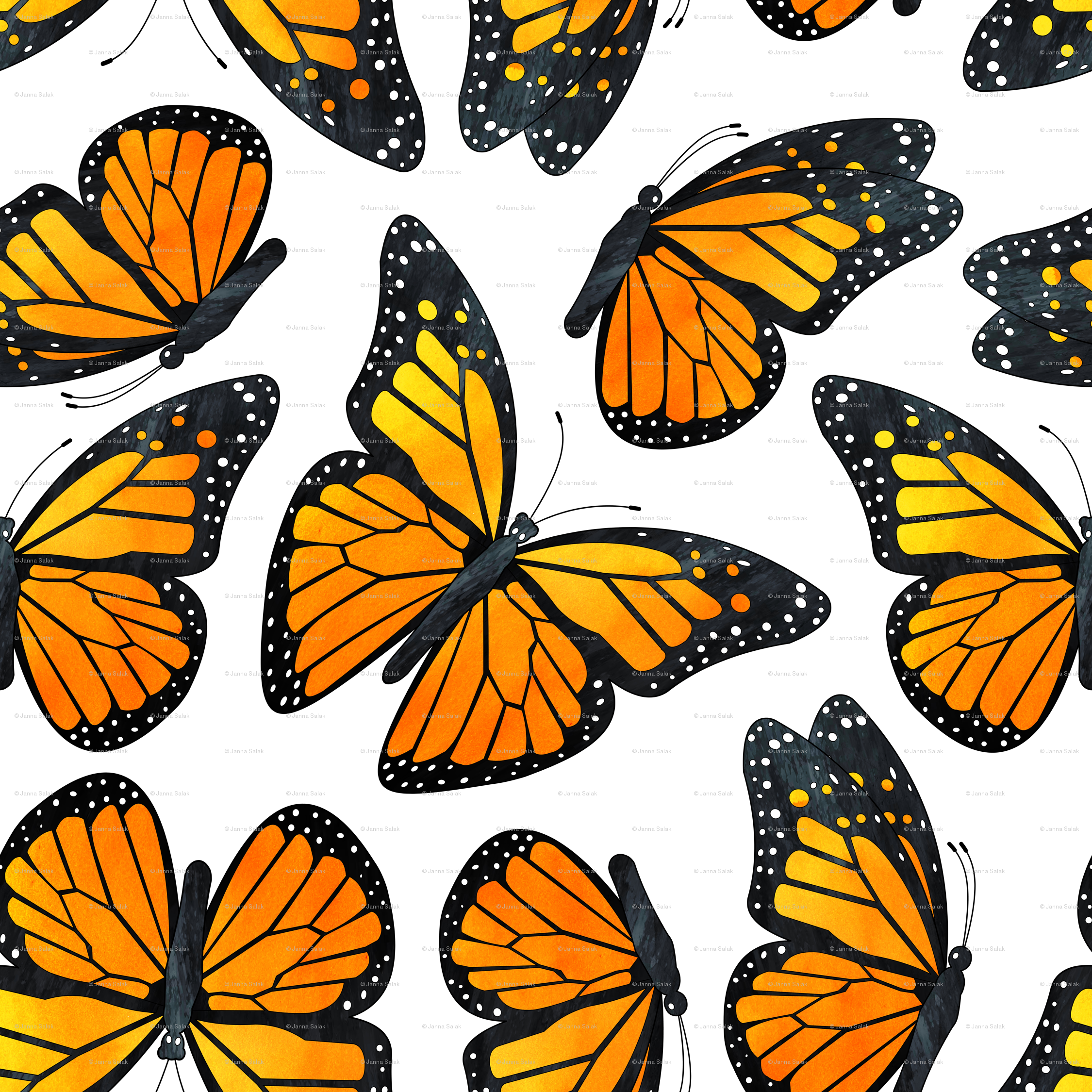 2250x2250 Monarch Butterfly Watercolor Pattern Wallpaper