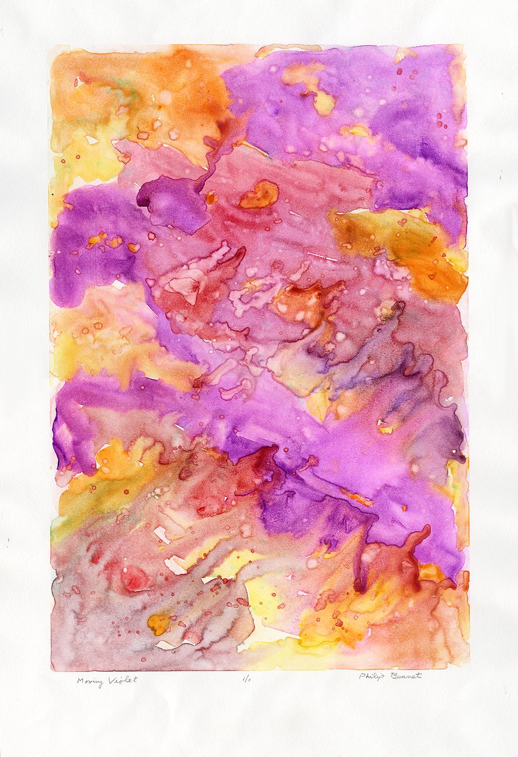 1007x1472 Moving Violet. Philip Bennet. Watercolor Monotype, 2015. Image