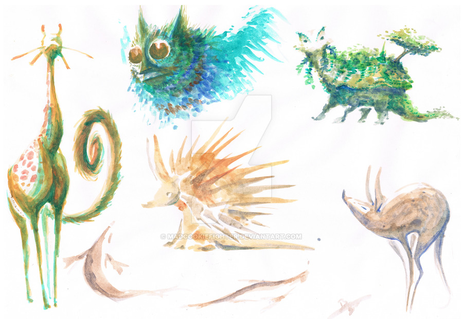 900x621 Watercolor Monster Concepts By Madcookiefighter