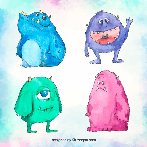 626x626 Watercolor Monster Pack Vector Free Download