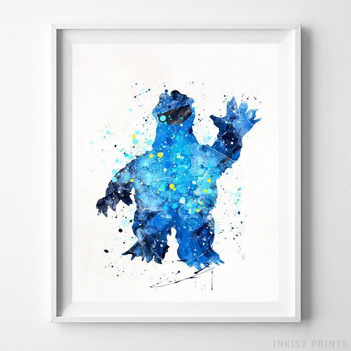 699x699 Cookie Monster Sesame Street Watercolor Poster Home Decor Wall Art