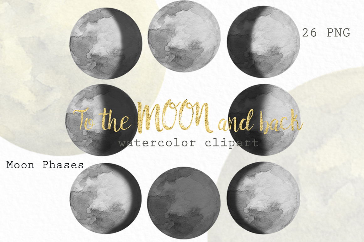 1160x772 Watercolor Moon Phases Clipart. By Labfcreations
