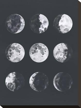 335x450 Moon Phases Watercolor Ii Stretched Canvas Print By Samantha