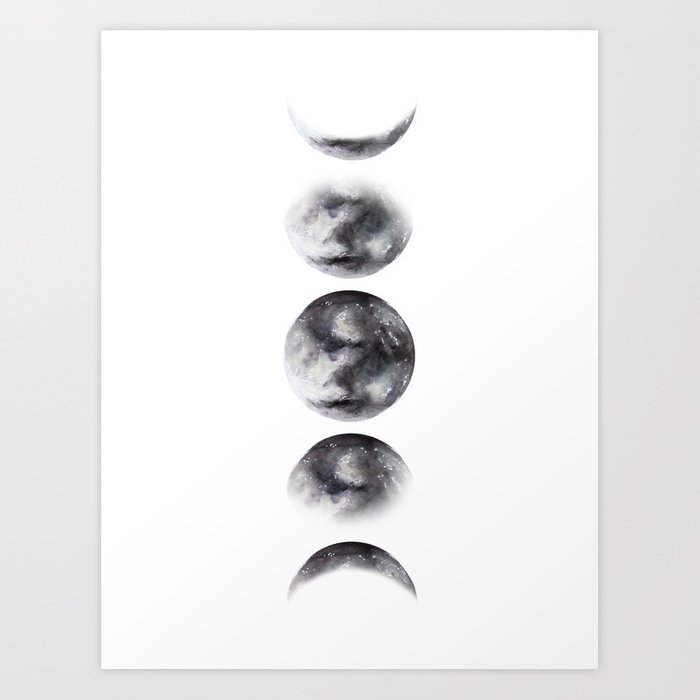 700x700 Moon Phases Watercolor Painting Art Print By Ccartstudio Society6