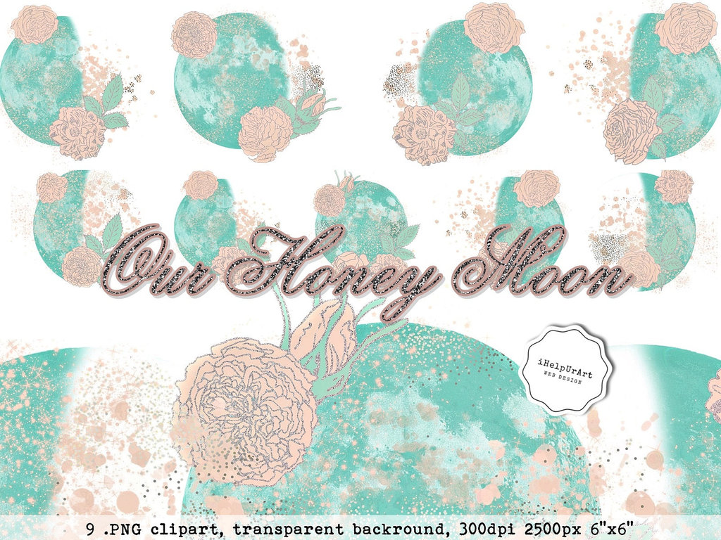 1024x768 Watercolor Moon Phases Clipart By Icatchurdream