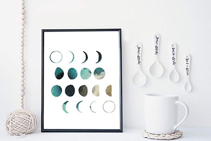 700x467 Watercolor Moon Phases Wall Art Print Poster