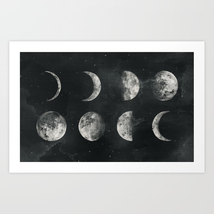 700x700 Watercolor Moon Phases Art Print By Blackwinter Society6