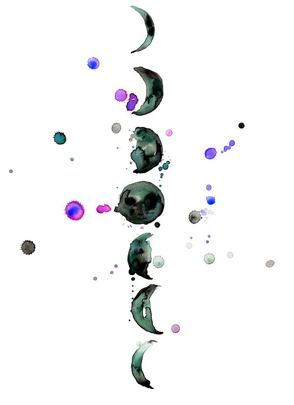 600x826 Watercolor Moon Phases