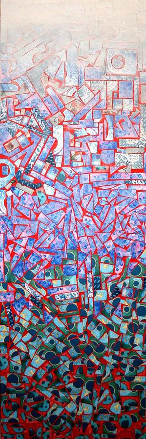 299x900 Watercolor Mosaic Abstract Painting By Marshall Okin