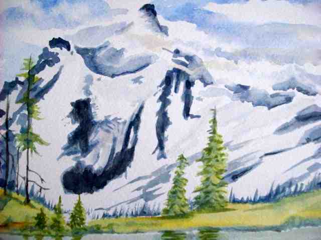 640x480 Avalanch Rocky Mountains Landscape Watercolor Painting Rebecca