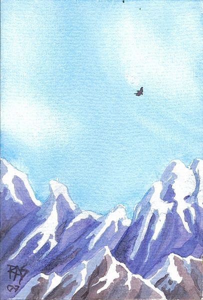 406x599 How To Paint A Mountain Scene In Watercolor Our Pastimes