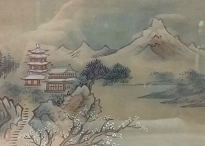 400x285 Original Japanese Landscape Mountain Scene Watercolor Painting