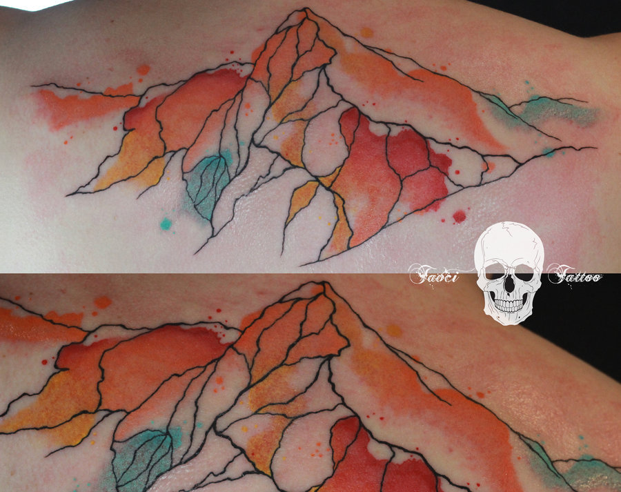 900x713 Abstract Mountain Tattoo By Simonaborstnar