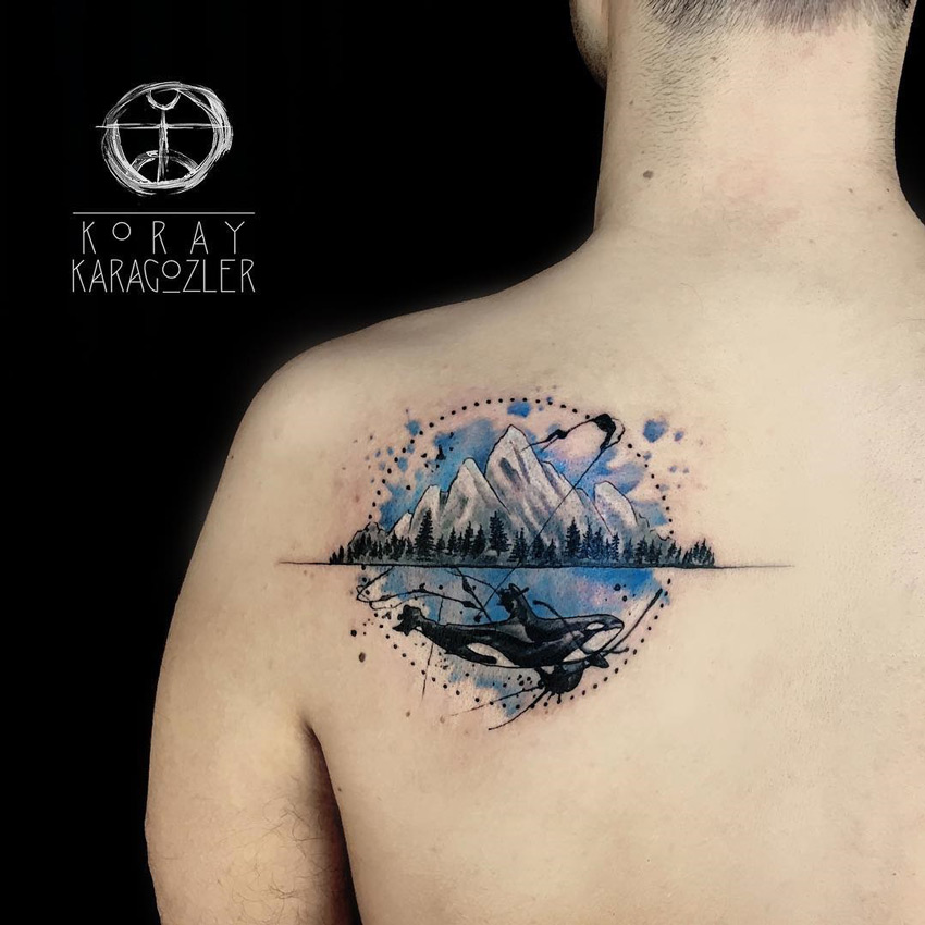 850x850 Orca Amp Mountain Tattoo Best Tattoo Design Ideas