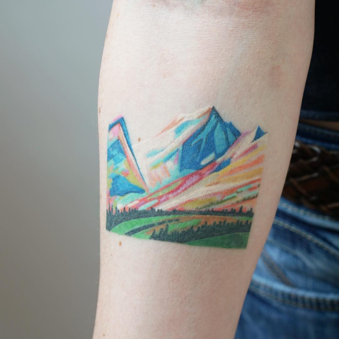 1080x1080 Tattoodo Watercolor Mountain Tattoo By Jess Chen