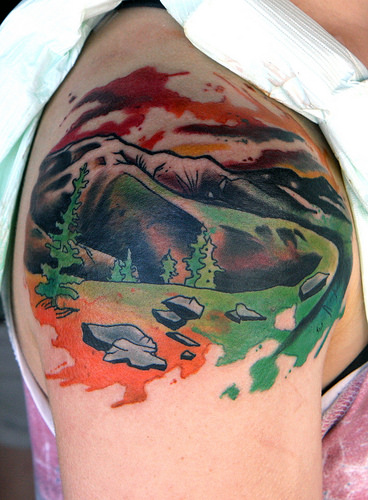 368x500 Watercolor Mountain Tattoo
