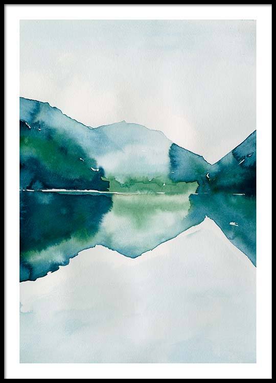 540x750 Watercolor Mountain Reflection Poster