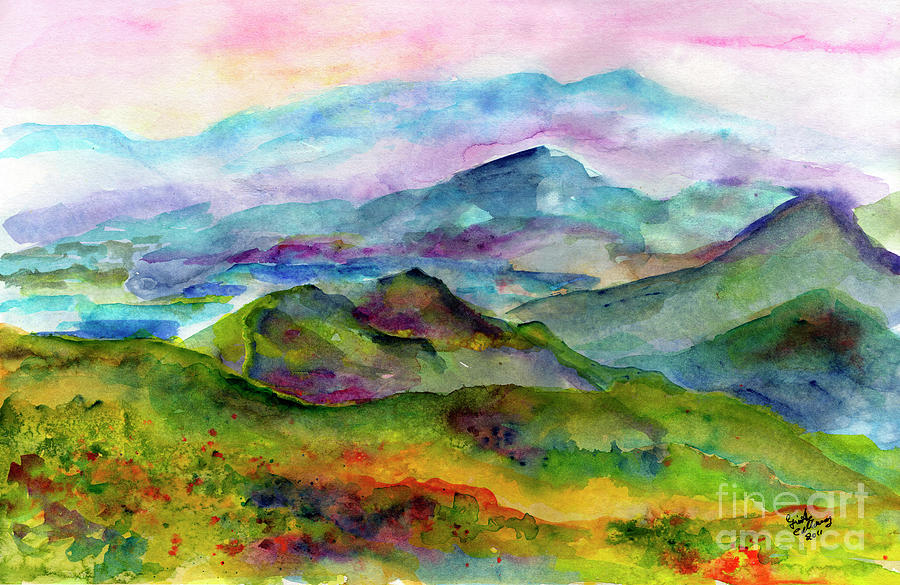 900x585 Blue Ridge Mountains Georgia Landscape Watercolor Painting By