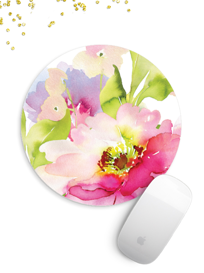 671x895 Floral Watercolor Pink Mouse Pad