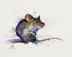 236x188 Little Mouse, Original Watercolor Painting Art, Animal Art