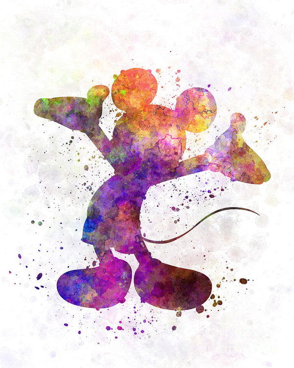 600x750 Mickey Mouse In Watercolor Art Print By Pablo Romero