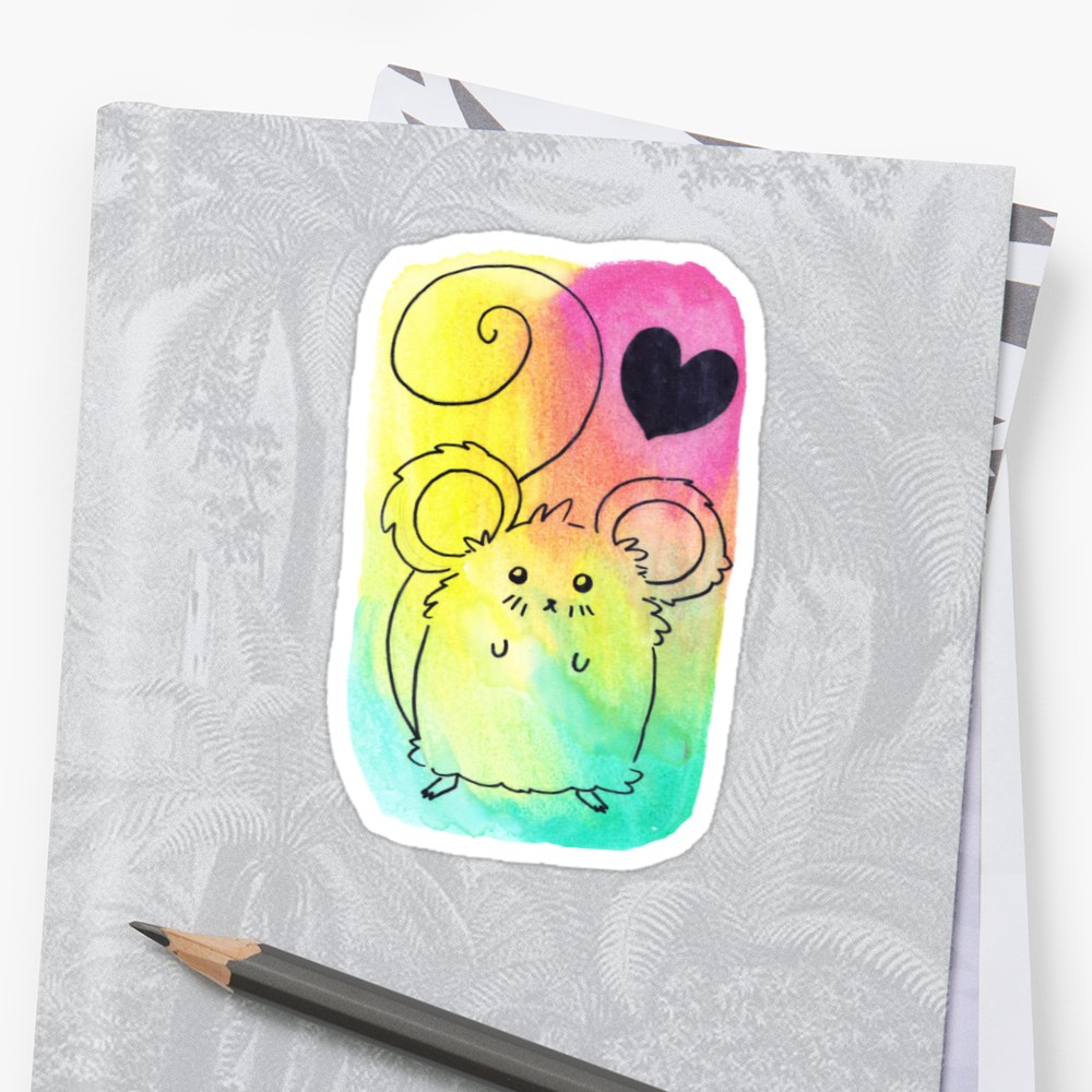 1000x1000 Watercolor Mouse And Heart Stickers By Saradaboru Redbubble