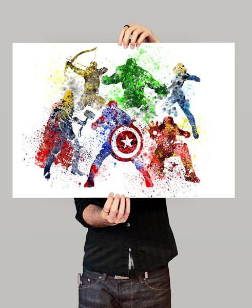 491x600 Avengers Age Of Ultron, Superhero Poster, Watercolor, Art Print