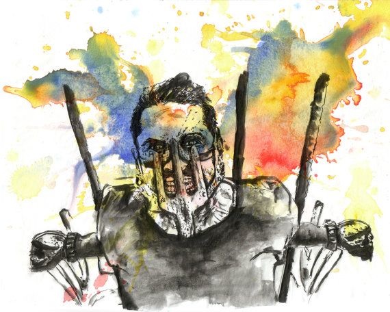 570x456 Mad Max Fury Road Movie Poster Art Print Watercolor Painting