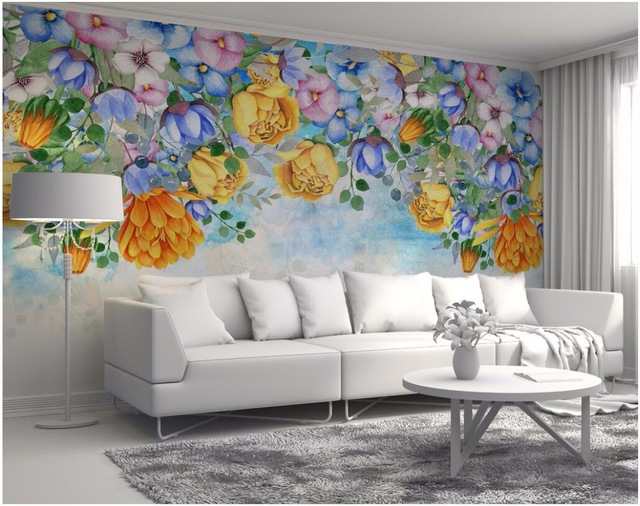 640x506 Wdbh Custom Mural Photo 3d Wallpaper Watercolor Flowers Fresh Tv