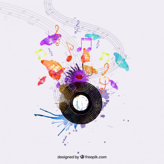 626x626 Watercolor Music Concept Free Vector 123freevectors
