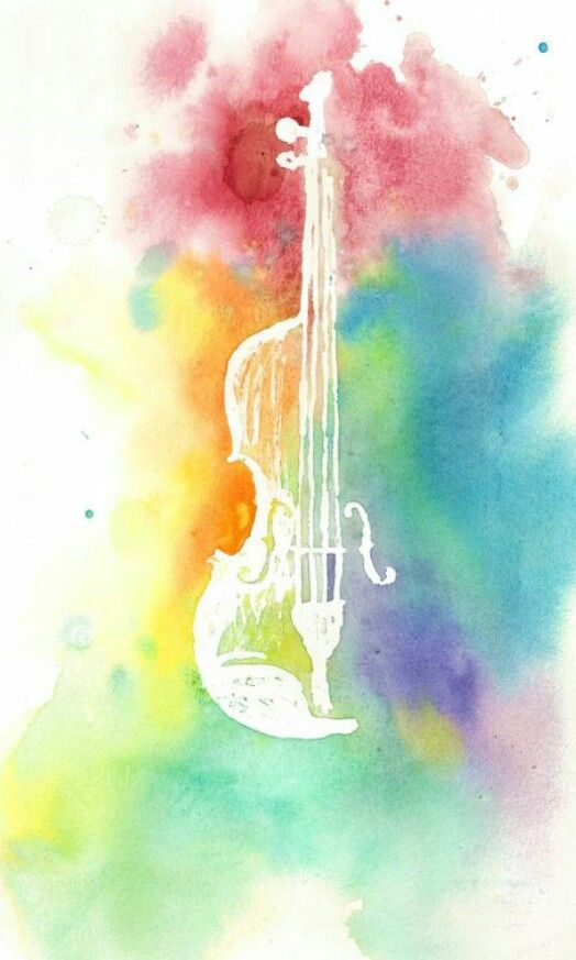 524x873 Watercolor Violin Silhouette Colorful Rainbow Instrument Print In