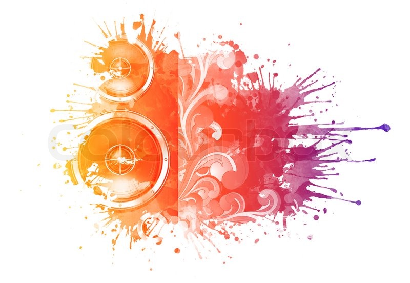 800x552 Watercolor. Retro Music Party Texture Background Stock Photo