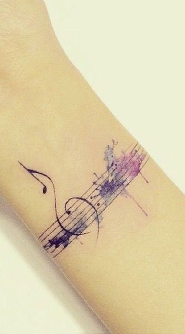 600x1082 Musical Notes Watercolor Tattoo On Wrist