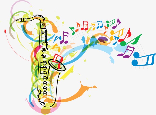 650x482 Saxophone With Musical Notes Background Color Vector Material