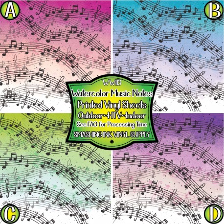 458x458 Watercolor Musical Notes Vinyl