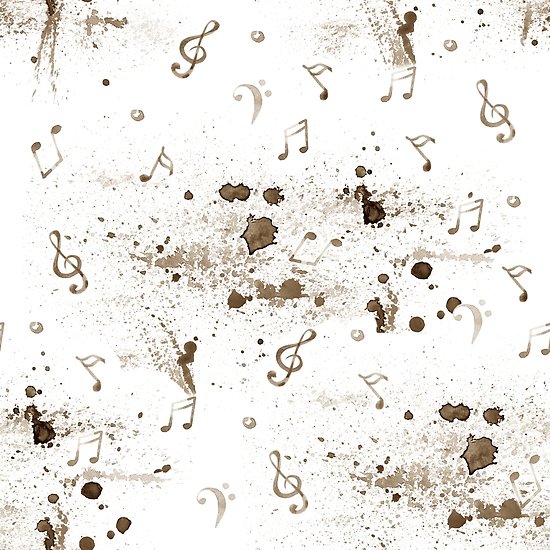 550x550 Watercolor Music Notes Pattern On White Background Posters By