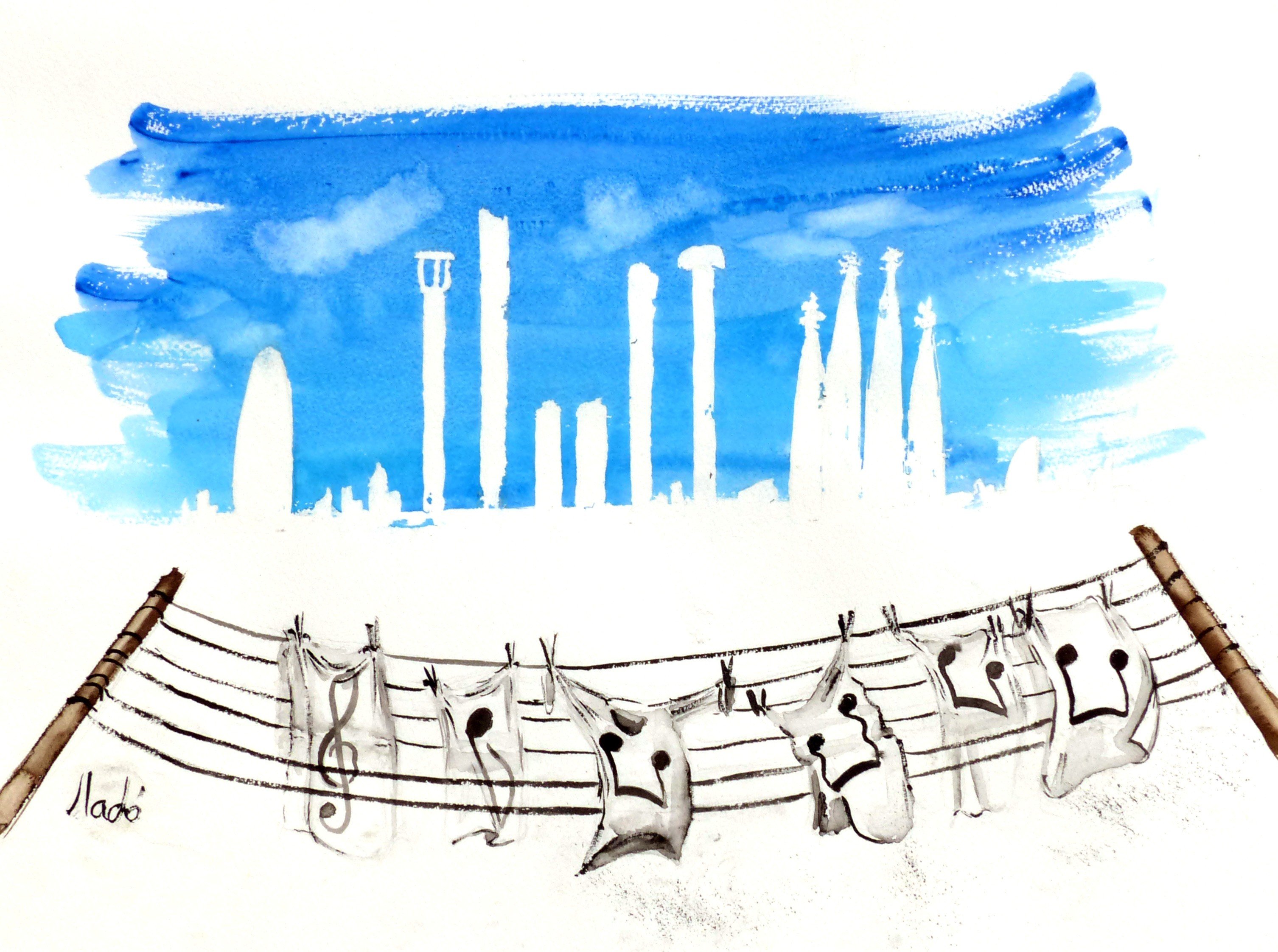 3012x2244 Watercolor Musical Notes City Laundry Wallpaper And Background