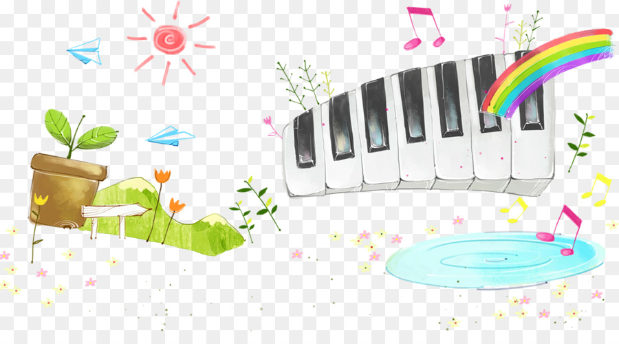 900x500 Download Watercolor Painting Cartoon Illustration Piano With