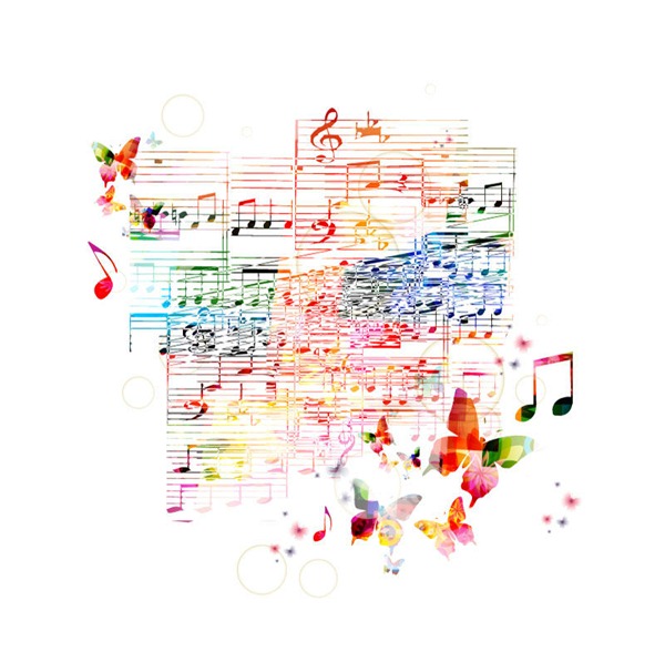 600x606 Drawing Sheet Music And Butterfly Vector Graphics My Free