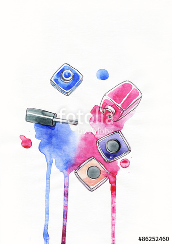 352x500 Nail Polish. Watercolor Illustration Stock Photo And Royalty Free