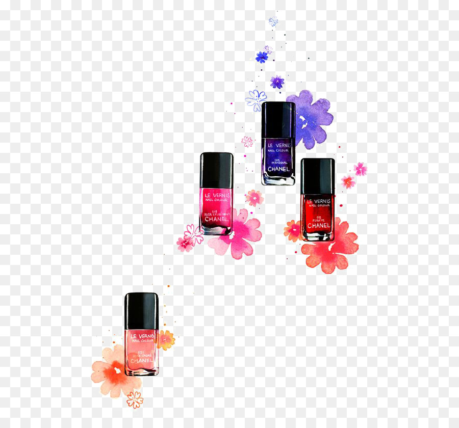 900x840 Cosmetics Watercolor Painting Nail Polish Illustration